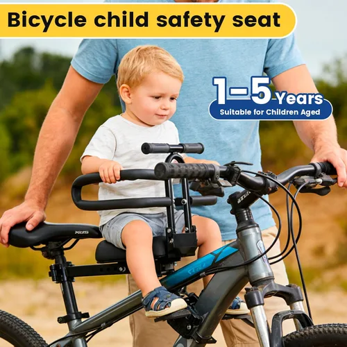 Miniatura 4 de Asiento de bicicleta para niños montado en la parte delantera y manillar, asiento de bicicleta infantil con media barandilla, asientos de bicicleta