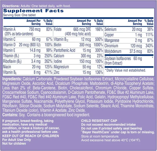 Miniatura 8 de One A Day Multivitamínico de menopausia para mujeres con vitamina A, vitamina C, vitamina D, vitamina E y zinc para apoyo a la salud inmunológica