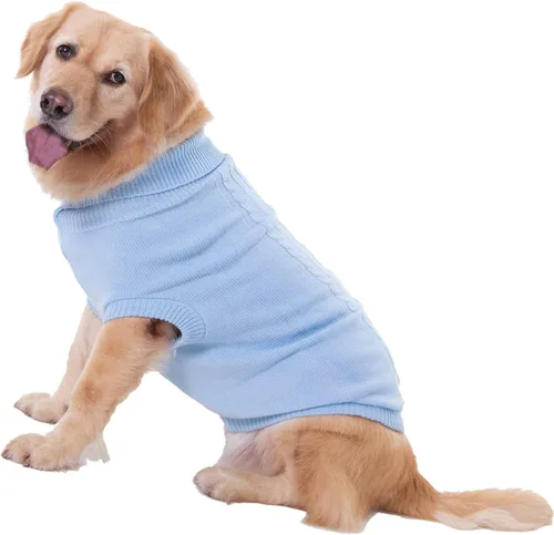 Miniatura 41 de Suéter para perro, cálido y suave, mediano (pecho 16-18 pulgadas), rosa, cuello alto clásico, lavable a máquina, invierno, unisex, sólido