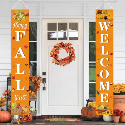Miniatura 7 de Decoración de otoño para el hogar, feliz otoño, cartel colgante de bienvenida para porche, cosecha de otoño, decoraciones de Acción de Gracias