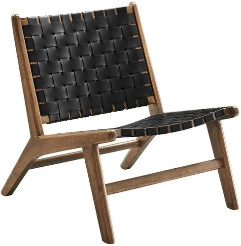 Modway Saoirse - Sillón decorativo de madera de imitación en color negro nogal Cuero sintético negro nogal