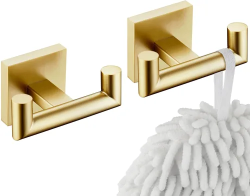 Miniatura 11 de KOKOSIRI Gancho para Bata de Baño Ganchos Dobles para Toalla y Abrigo Negro Mate para Baño Cocina Montaje en Pared, Paquete de 2 Acero Inoxidable