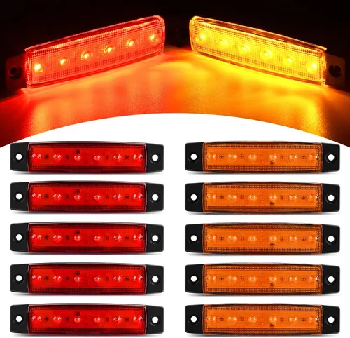 Nilight 10 unidades de color rojo ámbar de 3.8 pulgadas, 6 LED de marcador lateral delantero y trasero, lámpara de liquidación para camión de 12 V,