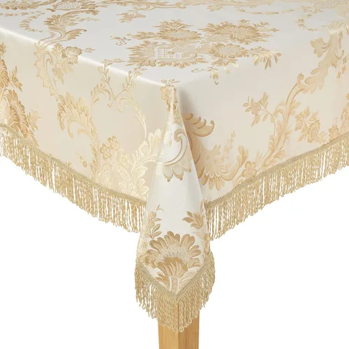 Miniatura 13 de Violet Linen Majestic Damask - Mantel con diseño de damasco, color beige, 54 x 72 pulgadas, rectangular