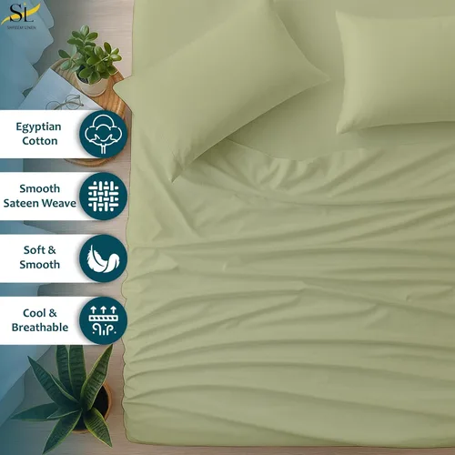 Miniatura 26 de Shreem Linen Olympic - Juego de sábanas tamaño Queen de 66 x 80 pulgadas, 100% algodón egipcio, juego de ropa de cama de 4 piezas, se adapta a Azul