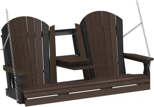 Miniatura 24 de LuxCraft Adirondack - Columpio colgante para porche delantero de 5 pies con consola abatible, asientos hasta 3, banco de columpio de patio al aire