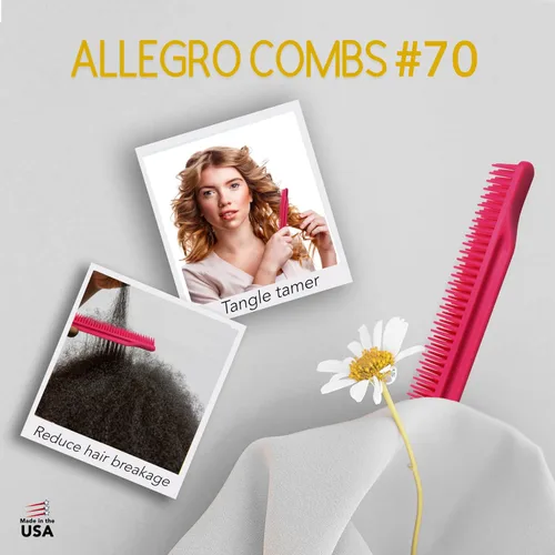Miniatura 7 de Allegro Combs Peines de dientes anchos #70, peine de 3 filas de dientes anchos para cabello rizado, peine para cabello rizado, peine para estilistas