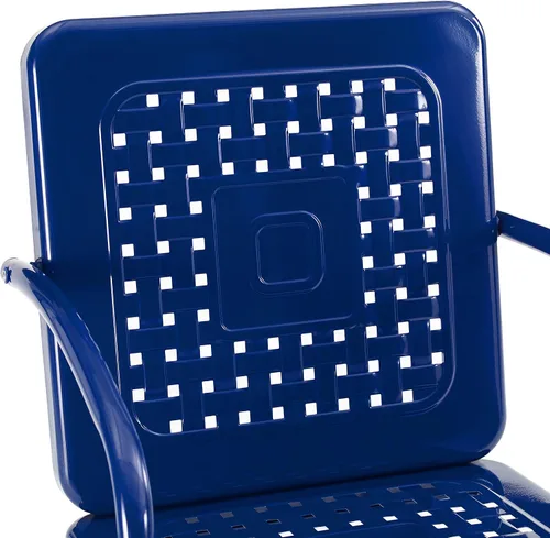 Miniatura 8 de Crosley Furniture Bates - Juego de 3 sillas y mesa auxiliar para exteriores de metal retro, juego de conversación para patio, color azul marino