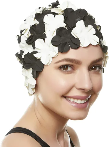 Miniatura 9 de BeeMo Gorro de Natación de Látex para Mujeres - Gorro de Natación de Goma - Suave Cómodo Elástico Elegante Diseño de Corte Bajo Protege el Cabello
