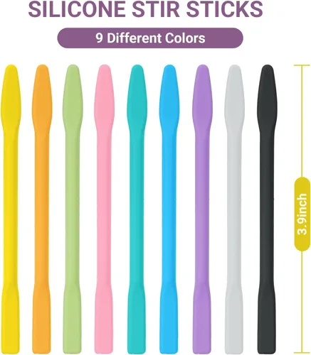 Miniatura 2 de Gartful 9 piezas de varillas de silicona de colores para mezclar, varillas reutilizables para mezclar resina epoxi, para mezcla de resina, pintura