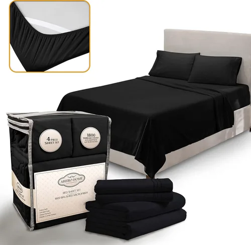 Miniatura 11 de Abeero Home Juego de sábanas de tamaño King, sábanas de hotel de lujo, sábana suave con correas elásticas en las esquinas, sábana de microfibra