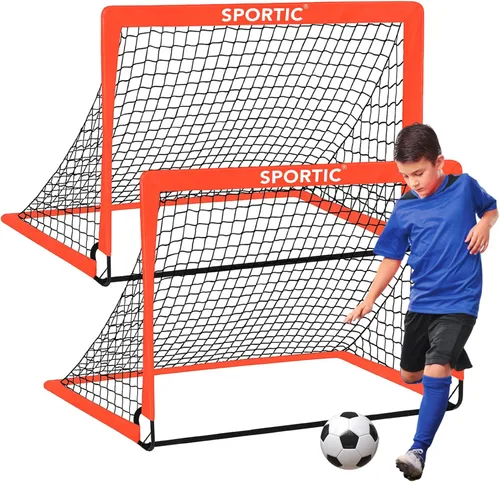 Paquete de 2 redes de fútbol de 4 x 3 pies, porterías de fútbol para practicar niños para interiores y exteriores. Red de fútbol portátil con bolsa