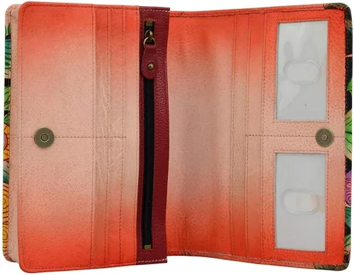 Miniatura 4 de Anna by Anuschka Cartera de cuero genuino pintada a mano para mujer con dos pliegues en una cuerda