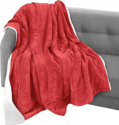 Miniatura 39 de Elegant Comfort Manta reversible de franela sherpa, ultrasuave, mullida, acogedora y afelpada, manta decorativa ligera para todas las estaciones, 50