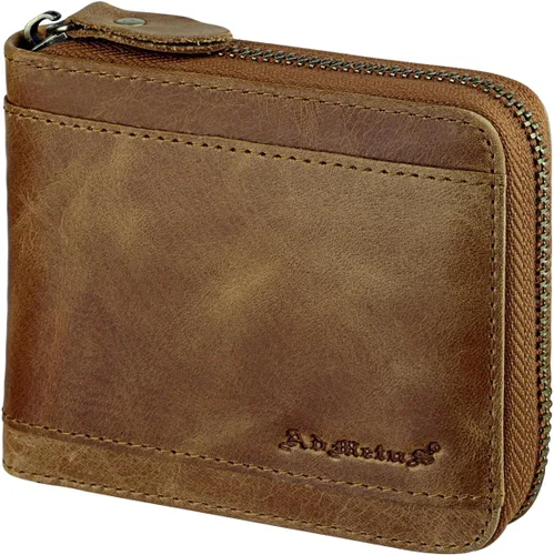 Miniatura 30 de Admetus Billeteras con bloqueo RFID para hombre, billetera de cuero con cremallera para hombres con tarjetero RFID plegable