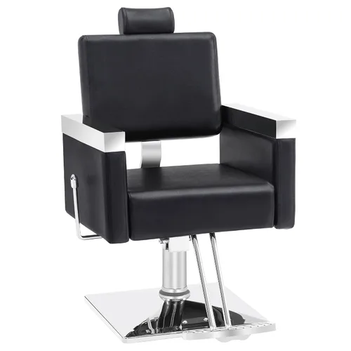 BarberPub Clásico Recline Silla de peluquero hidráulica Salón Spa Silla de peluquería Equipo de belleza de peluquería 3018 (negro)
