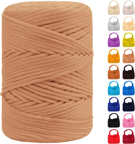 Miniatura 34 de Cordón de macramé de poliéster de 0.118 in x 185 yardas, cordón trenzado de macramé, bolsa de ganchillo, hilo de poliéster para ganchillo, bolsa