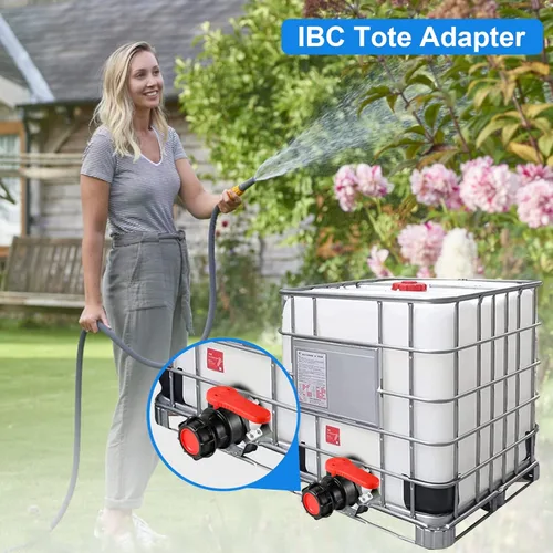 Miniatura 2 de Válvula de bola del adaptador del tanque del totalizador de 246.1 ft m IBC, reemplazo grueso del conector de la válvula de bola del totalizador IBC