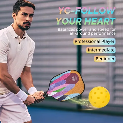Miniatura 6 de YC DGYCASI Juego de 2 palas de pickleball aprobadas por USAPA 2026, raquetas ligeras de fibra de vidrio para pickleball, paquete de 2, 2 pelotas