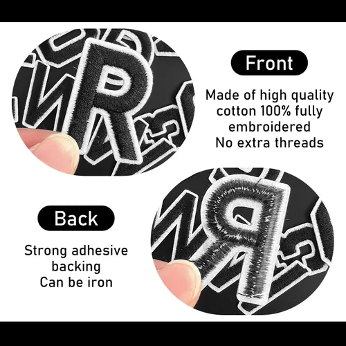 Miniatura 3 de Harsgs 72 parches de letras para planchar con números, parches bordados de letras A-Z números 0-9 para ropa, vestido, sombrero, jeans, accesorios
