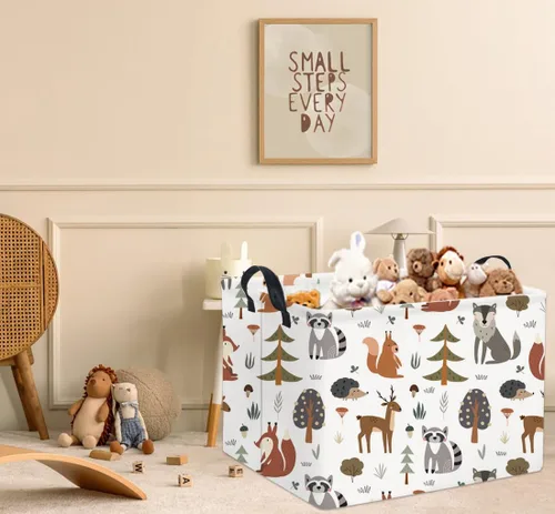 Miniatura 3 de Cesta de regalo rectangular para almacenamiento de niños; lindo organizador de juguetes para estante, libro y decoración de habitación (Animal)