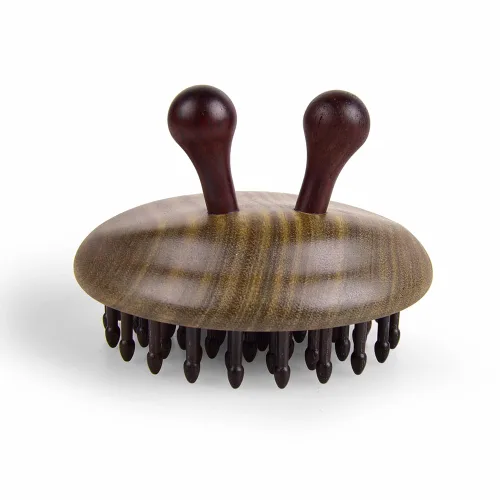 Miniatura 12 de TAN MUJIANG Peine de madera hecho a mano, diseño de anillo, masaje del cuero cabelludo, cuidado nutritivo del cabello 3.35 × 1.69 pulgadas