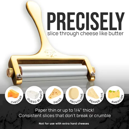 Miniatura 3 de Zulay Kitchen Cortador de queso con grosor ajustable, cortador de bloque resistente con 2 alambres adicionales, ideal para mozzarella, cheddar