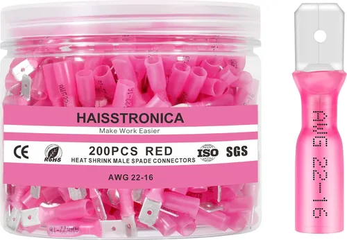 Miniatura 11 de haisstronica 150 piezas de conectores de pala hembra termorretráctiles amarillos, kit de terminales termorretráctiles hembra de pala calibre AWG