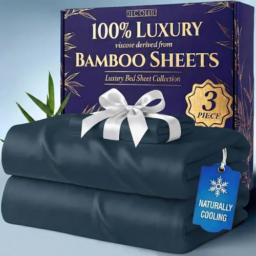 Miniatura 38 de DECOLURE 100% Viscosa derivada de bambú, juego de sábanas tamaño King de 4 piezas, lujosas sábanas naturalmente frescas, juego de cama ultra suave