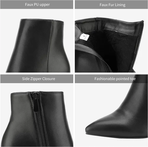 Miniatura 2 de DREAM PAIRS - Botines de tacón grueso para mujer, botas hasta el tobillo con punta puntiaguda
