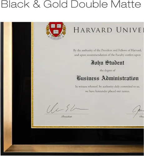 Miniatura 3 de EXCELLO GLOBAL PRODUCTS Marco moderno para documentos de foto: 8.5 x 11 pulgadas con doble paspartú para certificado de diploma de graduación Dorado