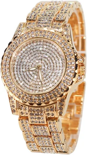 Smalody Round Luxury Women Watch Crystal Rhinestone Diamond Watches Stainless Steel Wristwatch Iced Out Watch with Japan Quartz Movement for Women