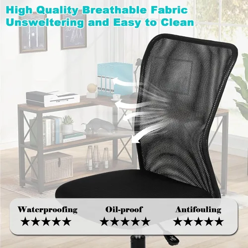 Miniatura 3 de Silla de oficina sin brazos, silla de oficina ergonómica de malla con respaldo alto con soporte lumbar, sillas de computadora, silla con ruedas