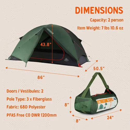 Miniatura 3 de Kelty Tienda de campaña inalámbrica independiente, tamaño para 2, 4 o 6 personas, interior enorme y altura máxima, intuitiva y fácil de montar