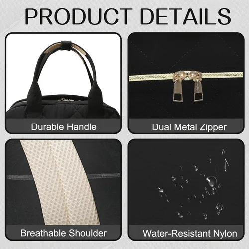 Miniatura 7 de Mochila grande para pañales con cambiador, pañales de viaje 6 en 1, bolsa de bebé para mamá, bolsa de hospital para mujeres, bolsa de maternidad