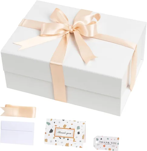 Miniatura 12 de Cajas de regalo negras con tapas, paquete de 3, caja de regalo mediana de 11 x 8 x 4 pulgadas con cinta, cajas de regalo plegables con cierre