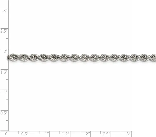 Miniatura 5 de Cadena de plata de ley 925 con cuerda maciza pulida y trenzada, 0.177in, pulsera o tobillera