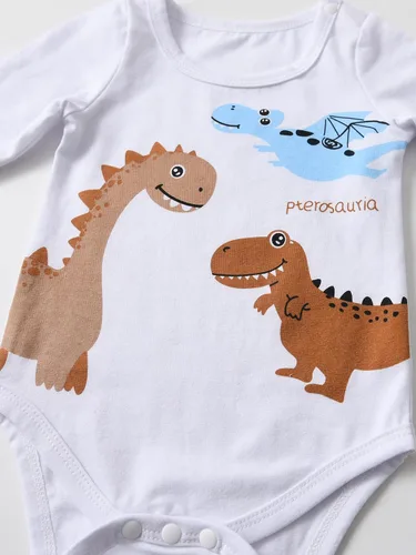 Miniatura 81 de Conjunto de 3 piezas de ropa de bebé recién nacido con estampado de manga larga + pantalones + sombrero
