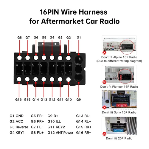 Miniatura 2 de Conector de arnés de cableado de radio de automóvil para Honda Civic 2006-2011, CRV 2007-2011, Pilot 2009-2011 - Cable de alimentación de radio