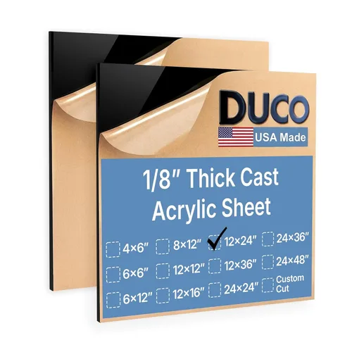 Miniatura 25 de Duco - Hoja de acrílico fundido transparente hecha en Estados Unidos, 1/8 de pulgada de grosor, 12 x 12 pulgadas, 1 paquete de láminas de plexiglás