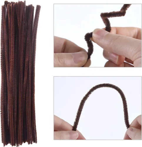 Miniatura 4 de CHRORINE Juego de 830 limpiapipas para manualidades, limpiadores de tuberías marrones, ojos salteados, pompones rojos para manualidades de renos