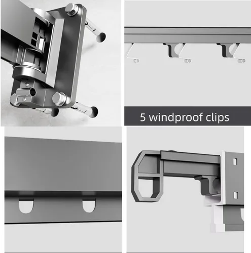 Miniatura 6 de Estante de ropa montado en la pared, estante de secado de ropa plegable extendido para dormitorio y baño, estante de secado de ropa elástico
