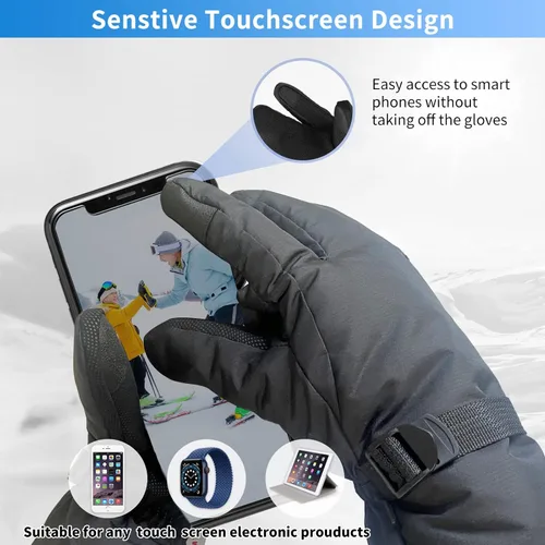 Miniatura 3 de FUEMEILY Manoplas de esquí de invierno para hombres y mujeres, guantes de nieve cálidos para adultos para clima frío, guantes Thinsulate para motos