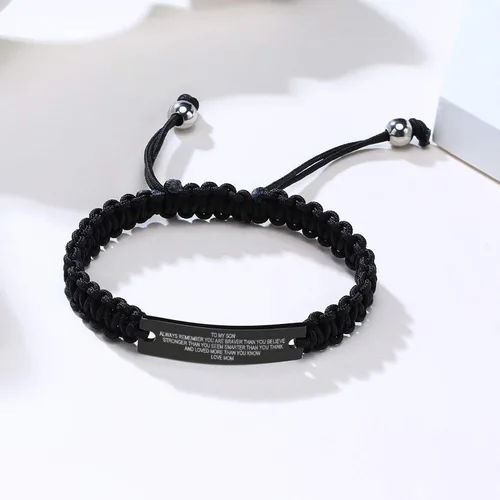 Miniatura 3 de Pulsera de macramé personalizada hecha a mano con estilo de cuerda trenzada para mi hijo, siempre recuerda que eres más valiente, pulsera