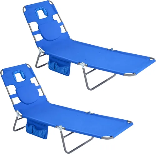 Miniatura 13 de SUNNYFEEL - Silla de bronceado plana con agujero boca abajo y ranuras para los brazos, silla de playa para tomar el sol, silla plegable de 5