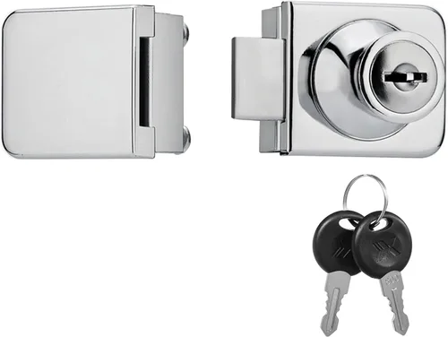 Miniatura 12 de Aleación de zinc sin taladro Cerradura de puerta de vidrio Cerradura de puerta doble Pantalla de gabinete 2 llaves para vidrio de 0.21-0.31