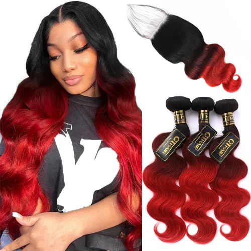 Miniatura 21 de QTHAIR Extensiones de cabello humano brasileño ondulado de grado 18A #613 con cierre de encaje HD 4x4