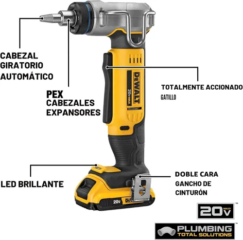 Miniatura 3 de DEWALT Kit de herramienta expandidor PEX 20V MAX*, 1 pulgada (DCE400D2)