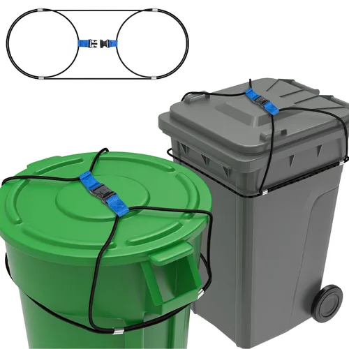 Miniatura 2 de 2 cerraduras de tapa para botes de basura para animales, cordón elástico para mantener al oso/mapache/perro fuera de la basura, 2