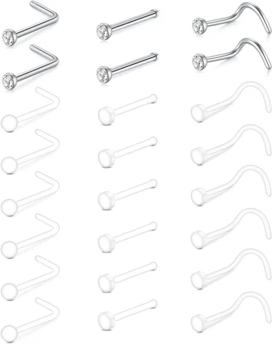 Miniatura 16 de MODRSA Juego Mixto de Retenedores de Piercing Transparentes para Septum, Pernos de Nariz, Anillos de Labio Flexibles, Anillos de Lengua, Anillos